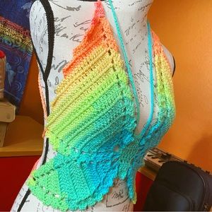 Handmade crochet butterfly top